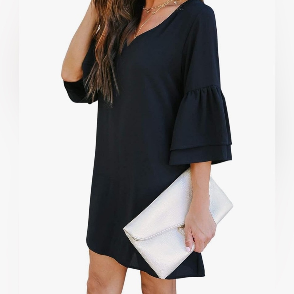 Belongsci Black Ruffle Sleeve Dress size Small - Picture 4 of 10